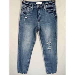 KanCan High Rise Skinny Distressed Raw Hem Jeans KC8622D-SF Blue Womens Y2K